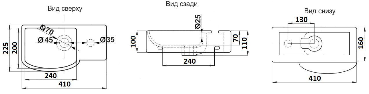 Раковина для ванной Ceramalux 40x22, 7947ALMB