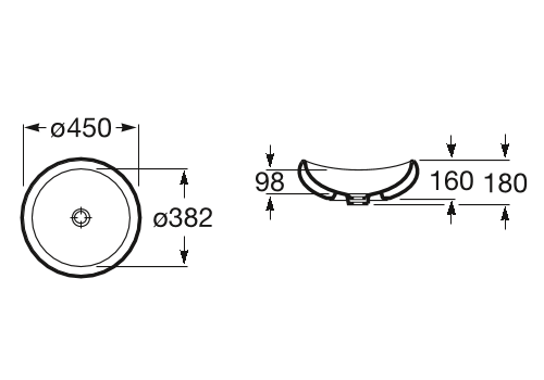 Умывальник накладной Roca Urbi 1 45x45, A327225000