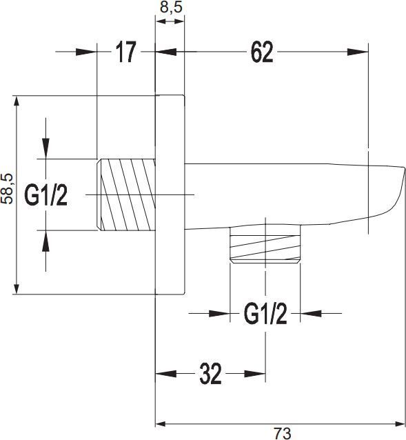 Угловое соеденение с держателем для душа Omnires, 8879CR