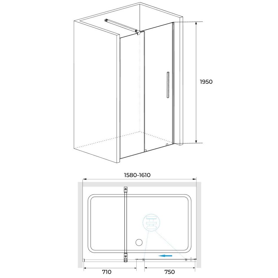 Душевая дверь RGW TO-18B-160, 41071816-14