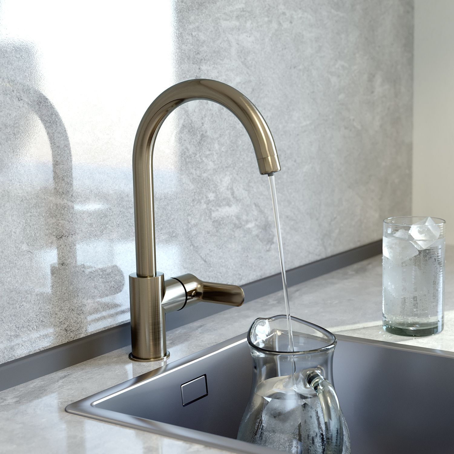 Смеситель для кухни с каналом для фильтрованной воды, сатин, Iddis Cuba, CUBBNFJi05