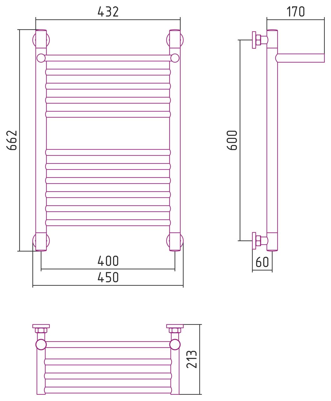 Водяной полотенцесушитель Сунержа Богема с полкой+ 600x400