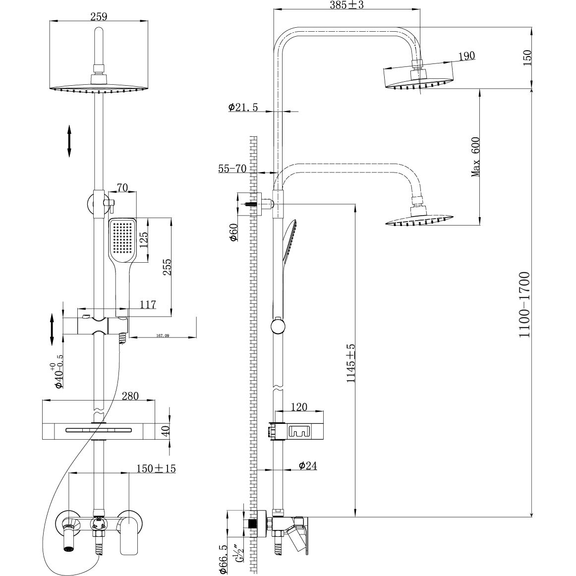 Смеситель для ванны с верхней душевой лейкой поворотный излив Lemark Tropik, LM7002C