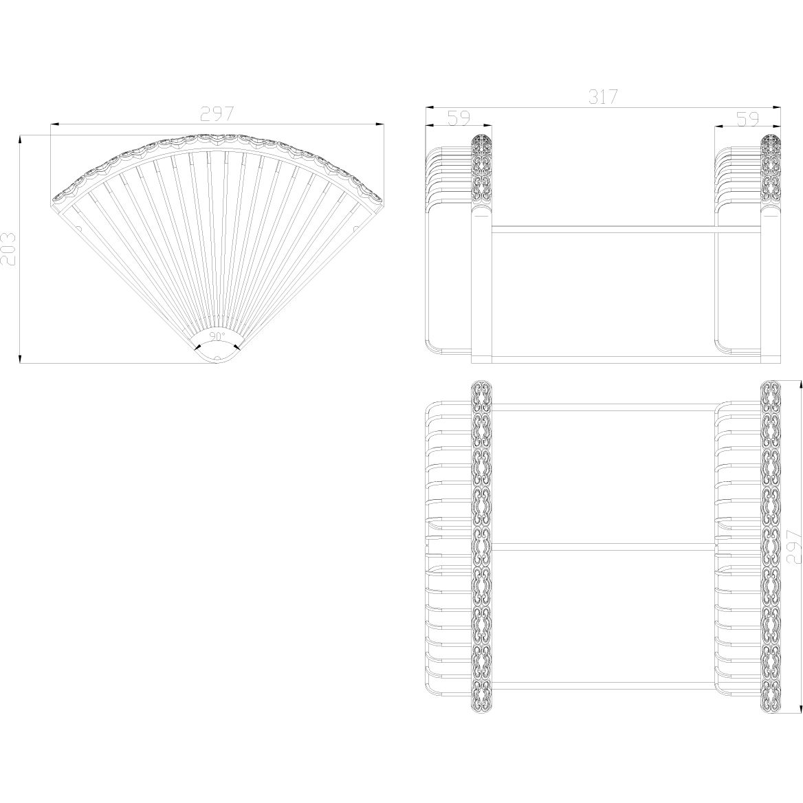 Полка угловая 2-х ярусная 240х240х365 мм Lemark Jasmin, LM6682ORB