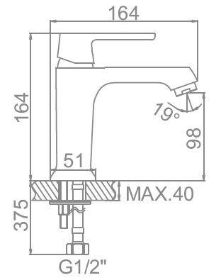 Смеситель для умывальника с цветной ручкой Ledeme L1053
