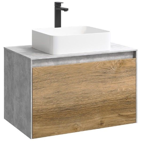 Корпус тумбы с умывальником Aqwella 5 Stars Mobi 80, цвет бетон светлый