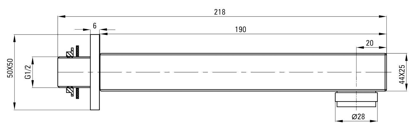 Излив для ванной квадратный Deante Cascada, NAC_082K