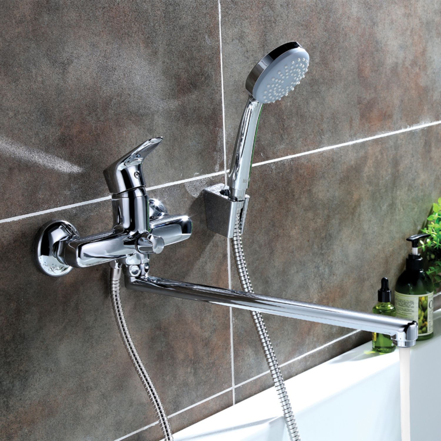 Смеситель для ванны с длинным изливом с керамическим дивертором, Iddis Zodiac, ZODSBL2i10