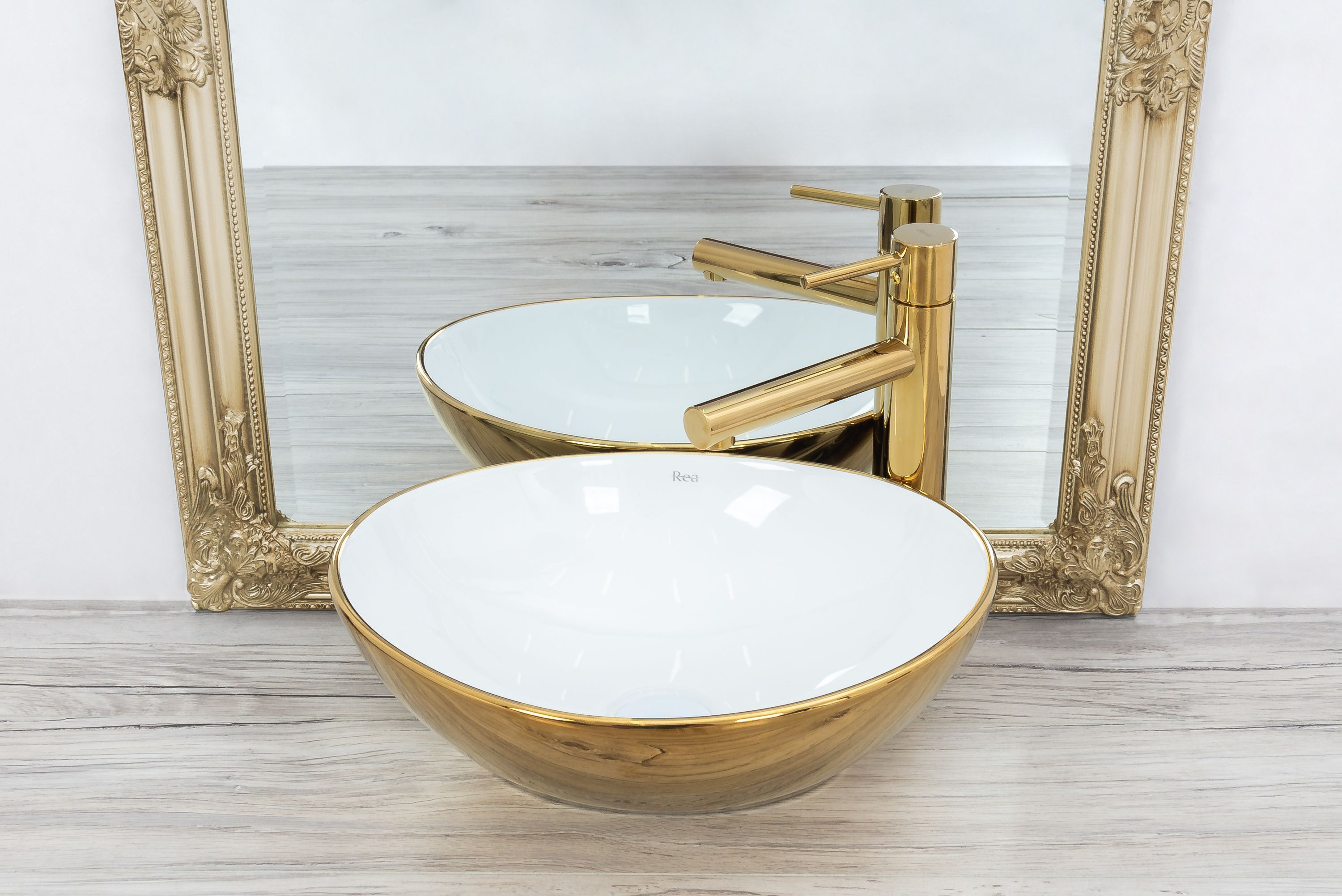 Умывальник Rea Sofia Gold/White 41x34.5, REA-U0456