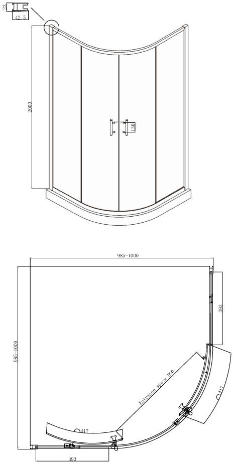 Полукруглое душевое ограждение Ambassador Kingston 14011105