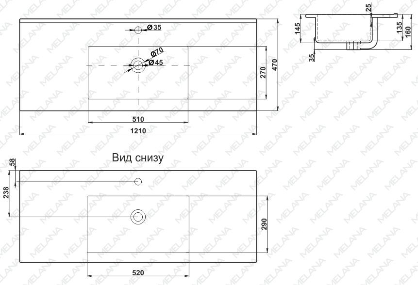 Раковина Melana MLN-E120 (9120E), 9120E-805