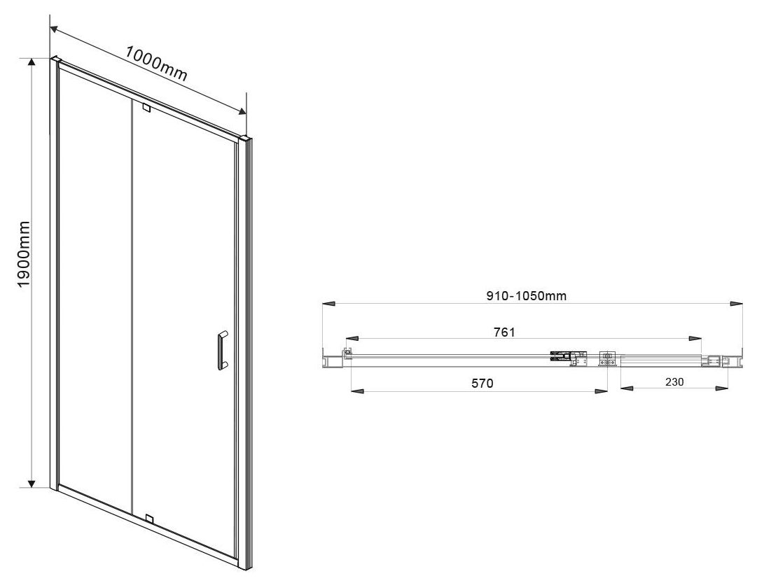 Душевая дверь Vincea Intra 90/100, VDP-1I9010CH