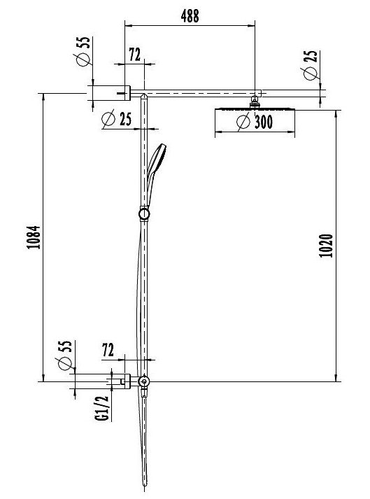 Душевая стойка с термостатом Villeroy & Boch Embrace Plus, 2 режима, TVS1083000161