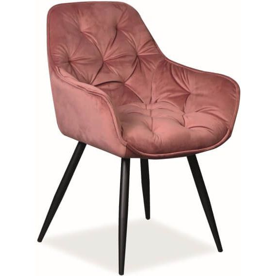 Стул кухонный Signal Cherry Velvet Bluvel 52 античный розовый/черный мат, CHERRYVCRA