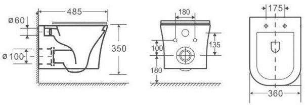 Унитаз подвесной безободковый Ceramalux, 2618E