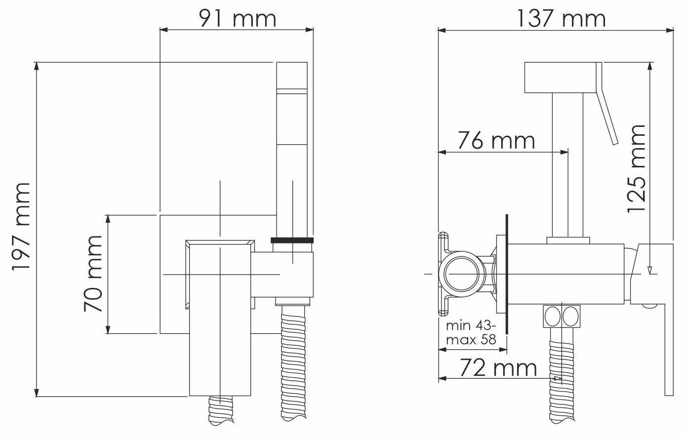 Встраиваемый смеситель для душа с гигиенической лейкой WasserKRAFT, A71638