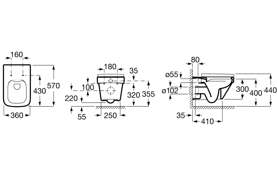 Унитаз подвесной Roca Dama-N Rimless, A34678L000