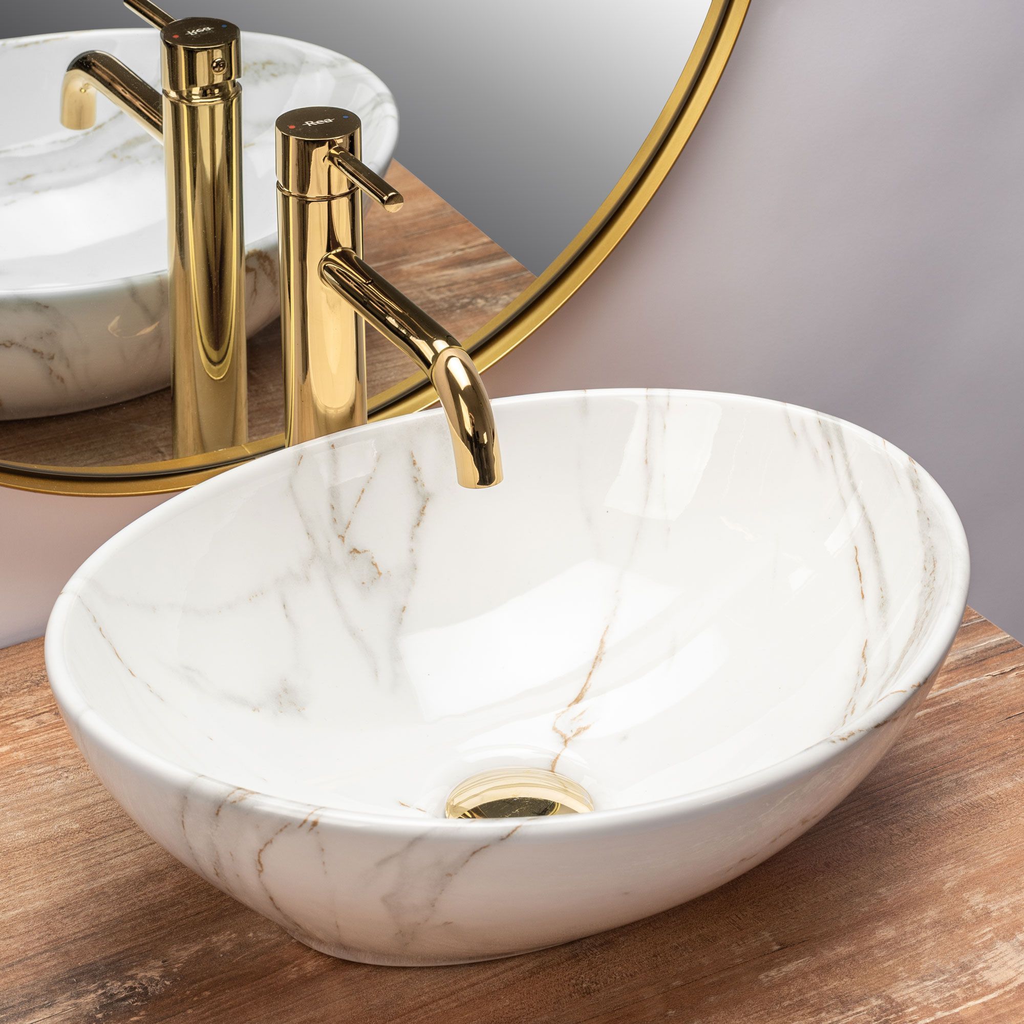 Умывальник Rea Sofia Shiny Aiax 41x34.5, REA-U6597