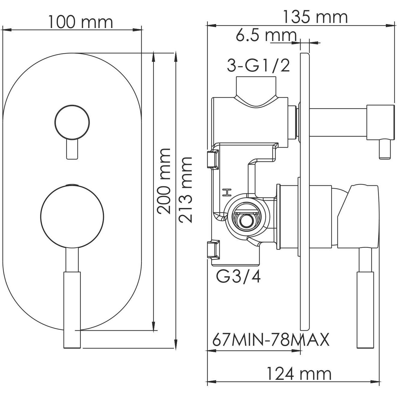 Смеситель для ванны и душа WasserKRAFT Wern, 4241