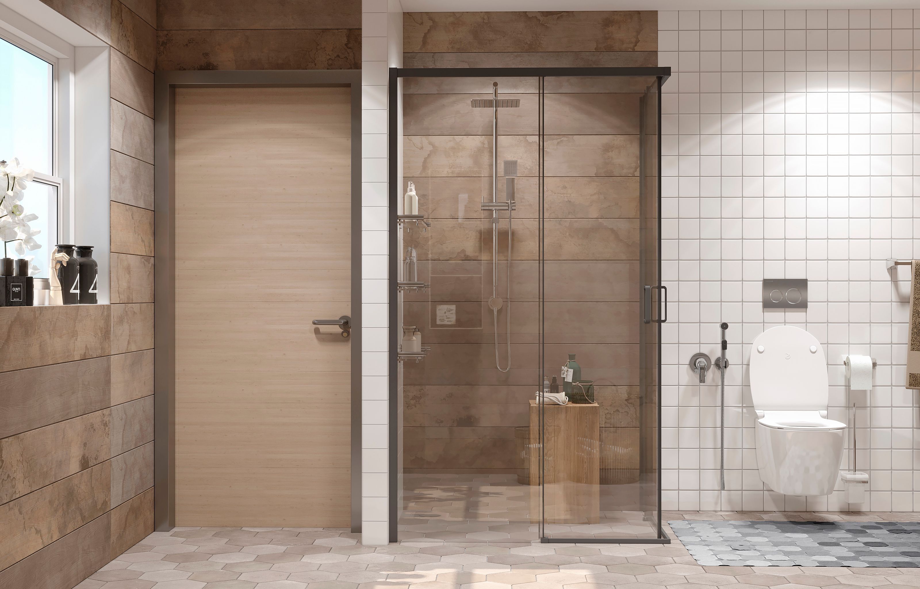 Прямоугольное душевое ограждение Ambassadro Queen Black 11011205L