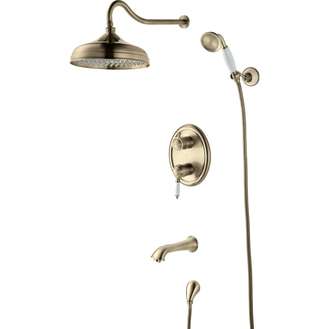 Смеситель для ванны и душа встраиваемый с дополнительной 1-функциональной лейкой Lemark Villa, LM4822B