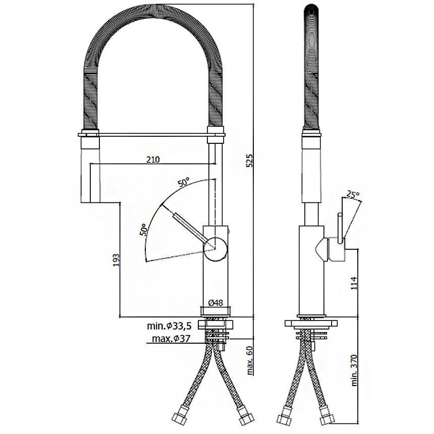 Смеситель для кухни с вытяжным душем Paffoni Stiсk черный матовый, LIG179NONO