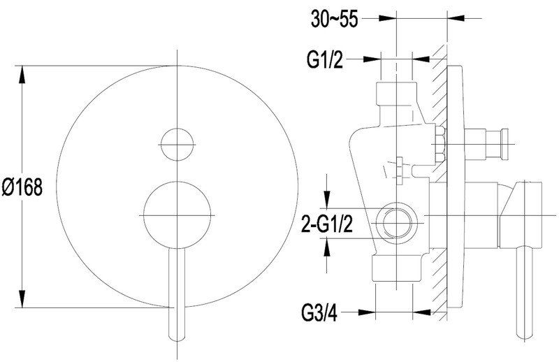 Смеситель для ванны скрытого монтажа Omnires Y, Y1235CR