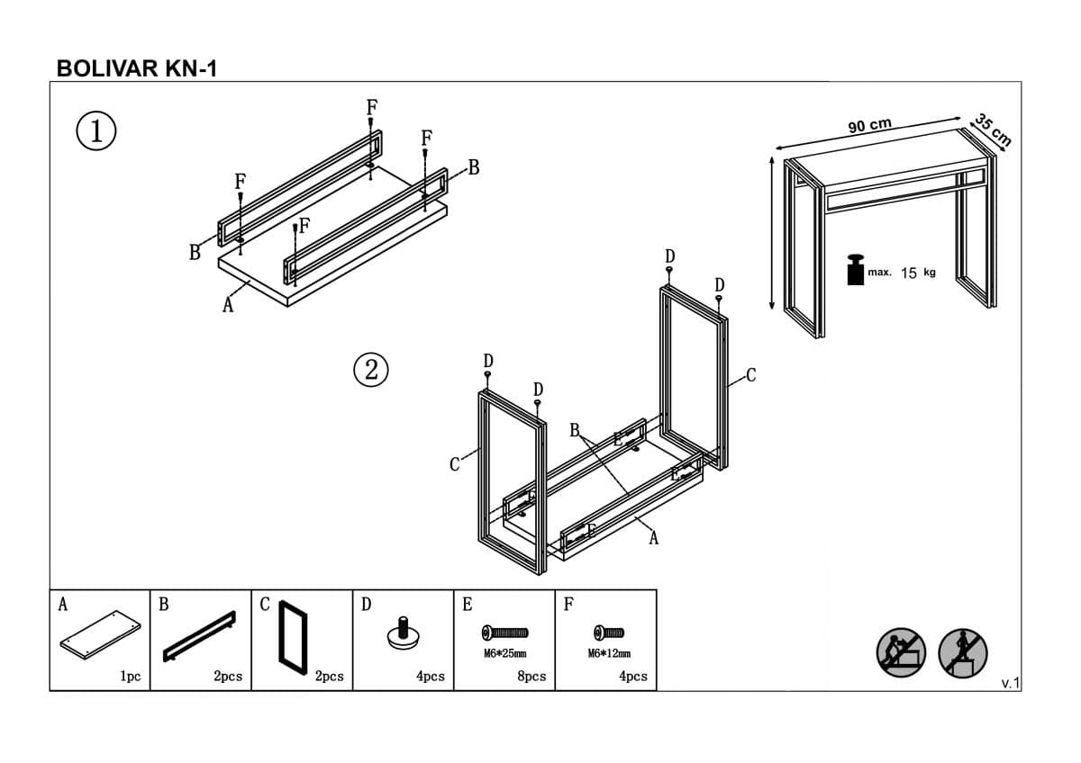 Консоль Halmar Bolivar KN-1 дуб золотой/черный, V-CH-BOLIVAR-KN1
