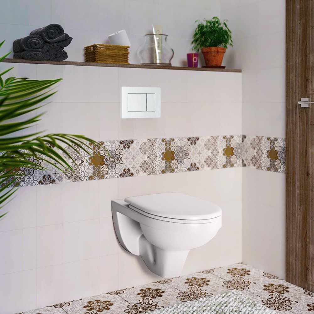 Комплект Berges Atom, кнопка белая, унитаз Gamma, сиденье Gamma, 042430