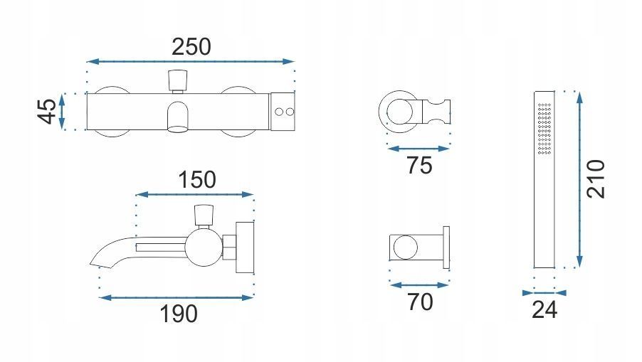 Смеситель для ванны Rea Lungo Black, REA-B6634