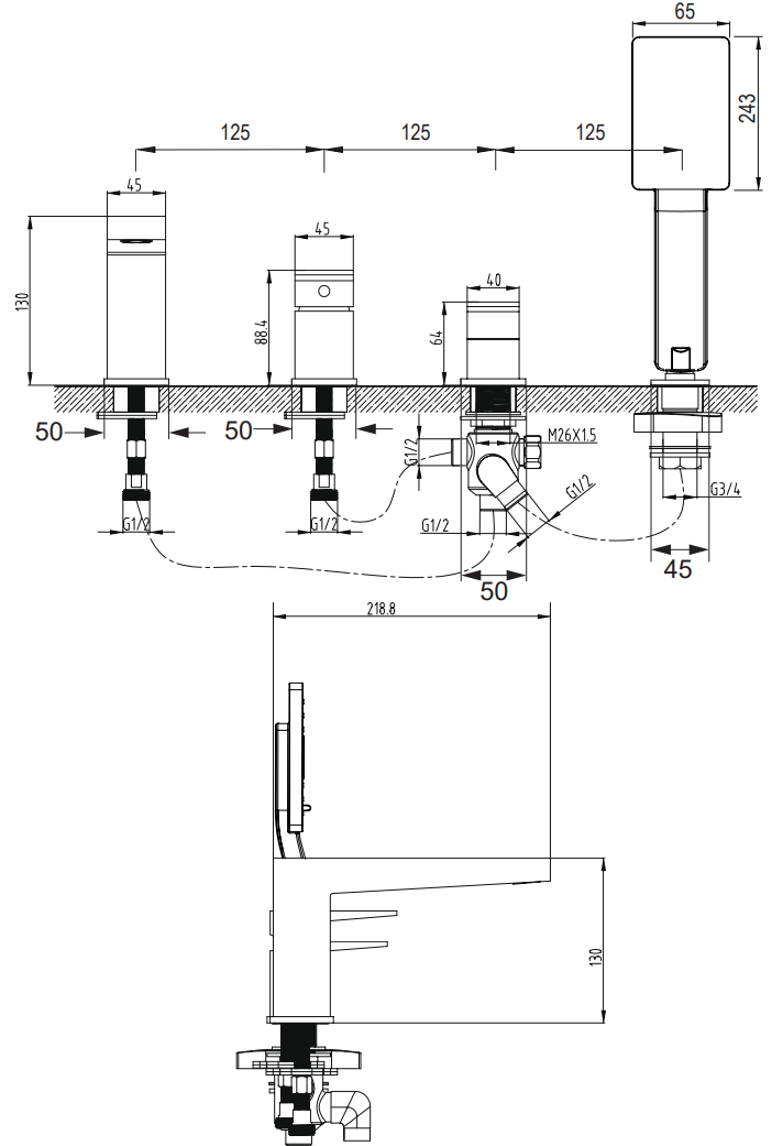 Смеситель для ванны Omnires Fresh, FR7132CR