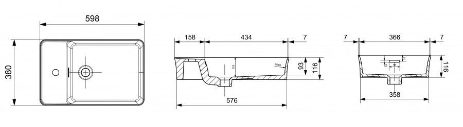 Раковина накладная Bocchi 60x38, 1479-001-0326