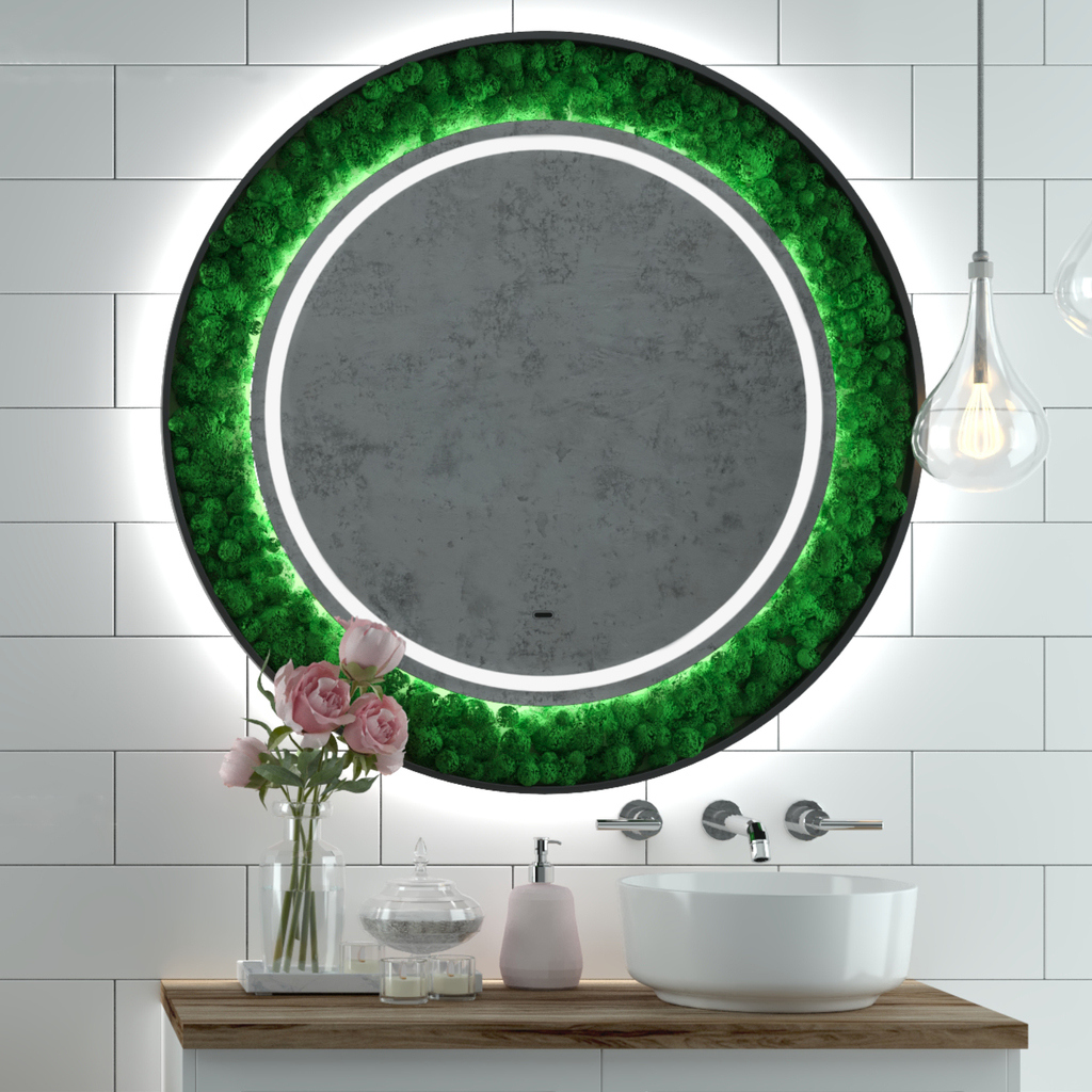 Зеркало Континент Forest LED круглое 80x80, 100x100 с натуральным мхом