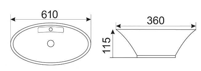 Раковина для ванной Ceramalux 60.5x36.5, 9398