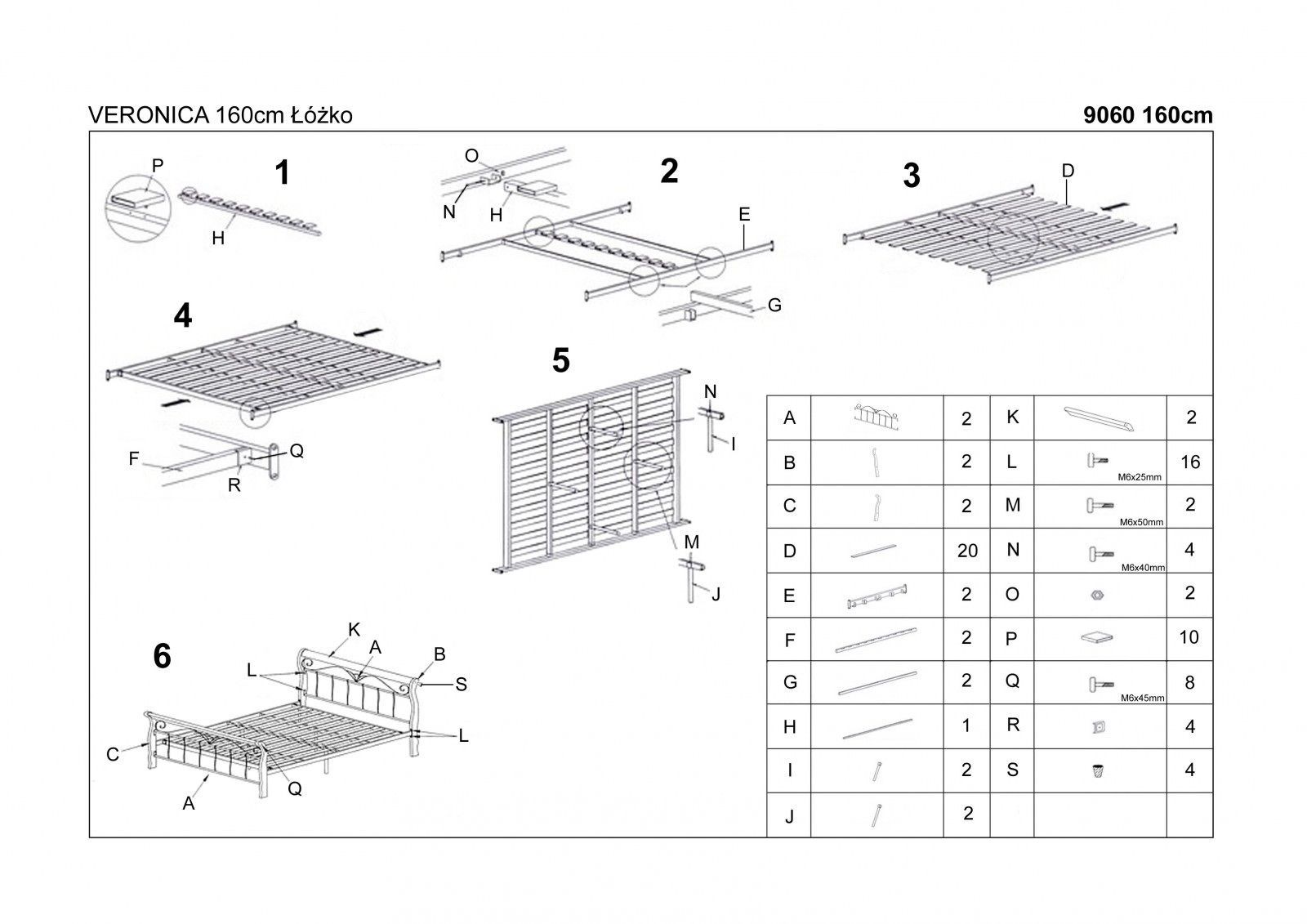 Кровать Halmar Veronica античная черешня/черный 160/200, V-CH-VERONICA_160CM-LOZ