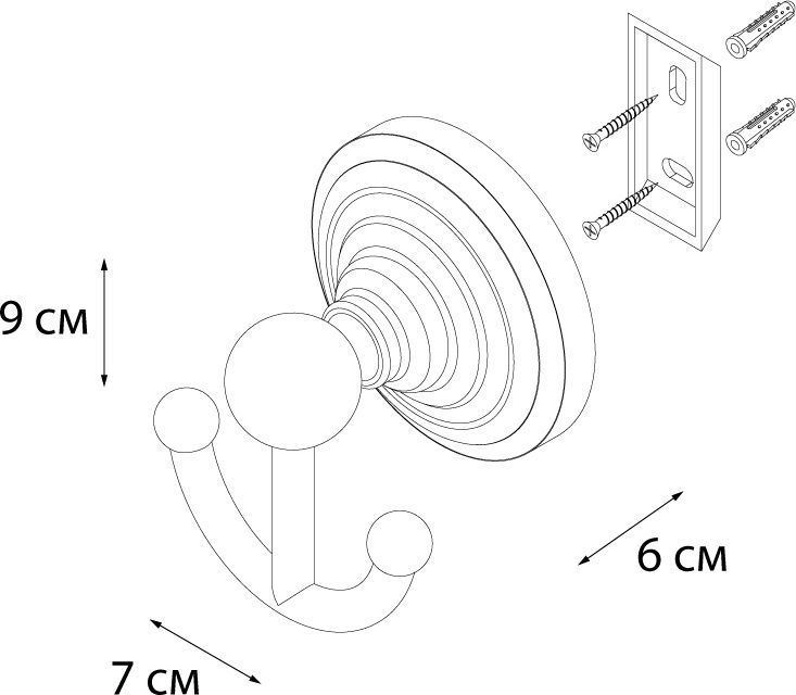 Крючок двойной Fixsen Retro, FX-83805