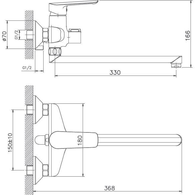 Смеситель для ванны с длинным изливом Haiba HB22198