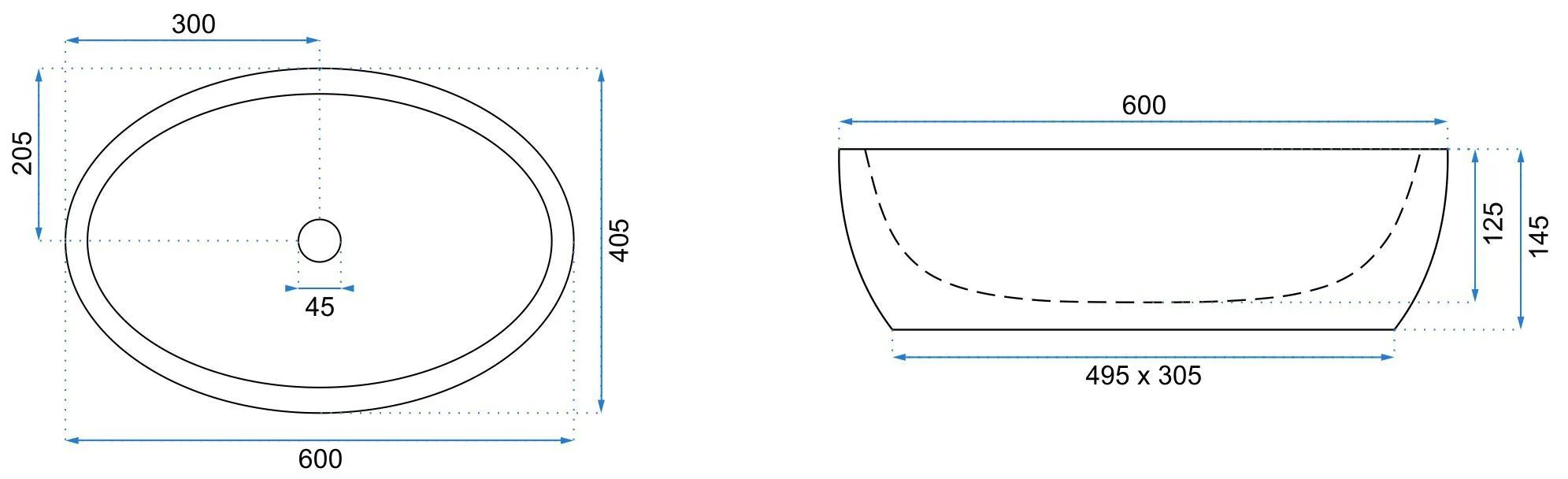 Умывальник Rea Meryl White/Gold 60x40.5, REA-U5054