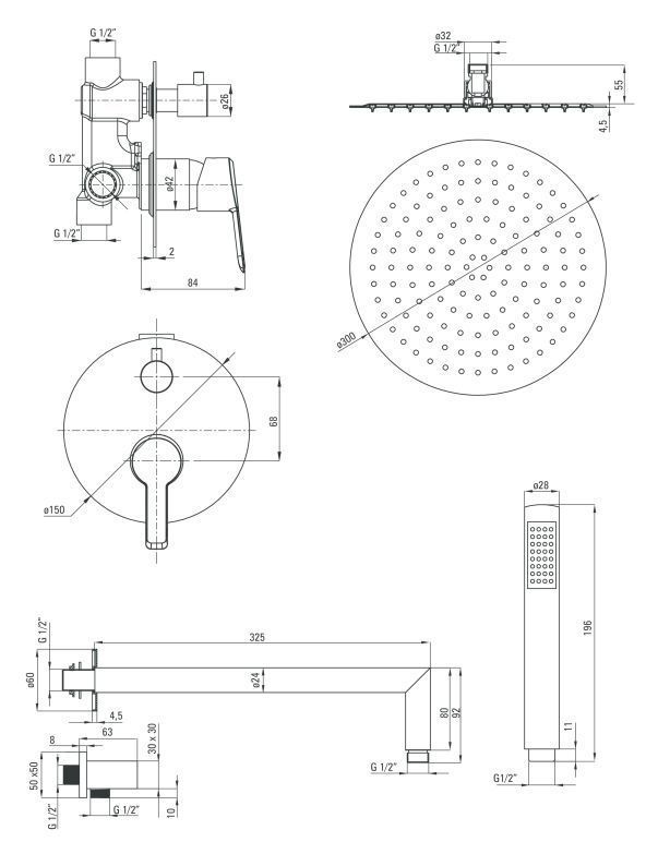 Душевая система скрытого монтажа Deante Arnika, NAC_09QP