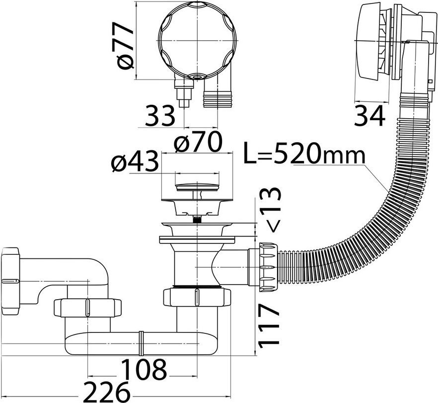 Слив-перелив полуавтомат Cezares, CZR-STP1-01