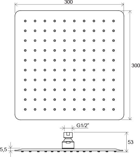 Насадка для душа квадратная 300 мм Ravak 982.00, X07P016
