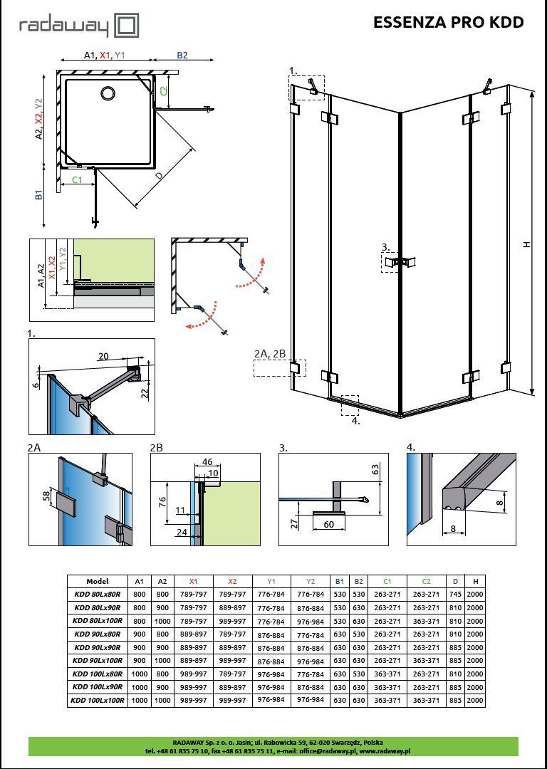 Душевая кабина Radaway Essenza Pro Gold KDD