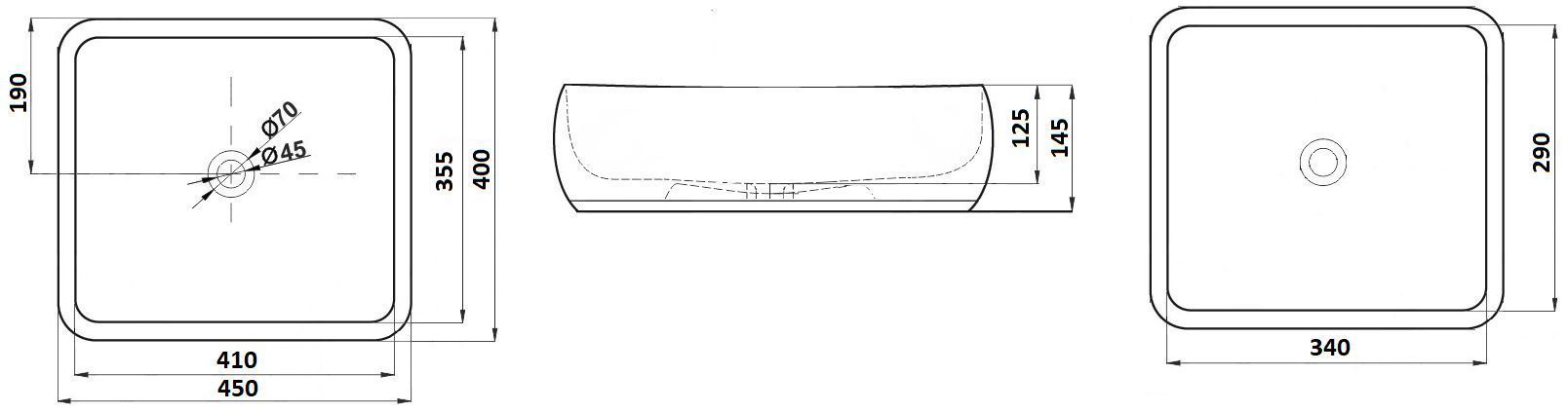 Раковина для ванной Ceramalux 45x40, С1068