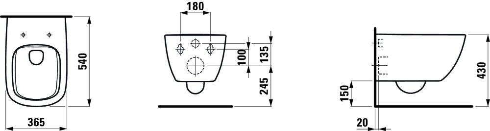 Подвесной унитаз Laufen Palomba Rimless, 8.2080.2.000.000.1