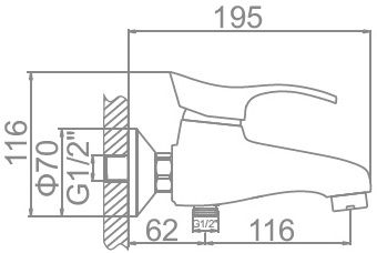 Смеситель для ванны Ledeme L3201