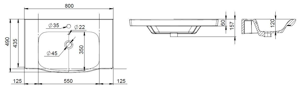Раковина мебельная AM.PM Like 80x49, M80WCC0802WG