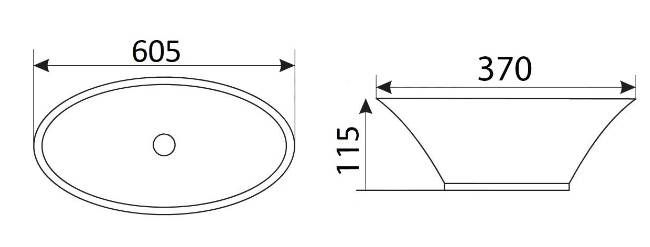 Раковина для ванной Ceramalux 60.5x36.5, 9397