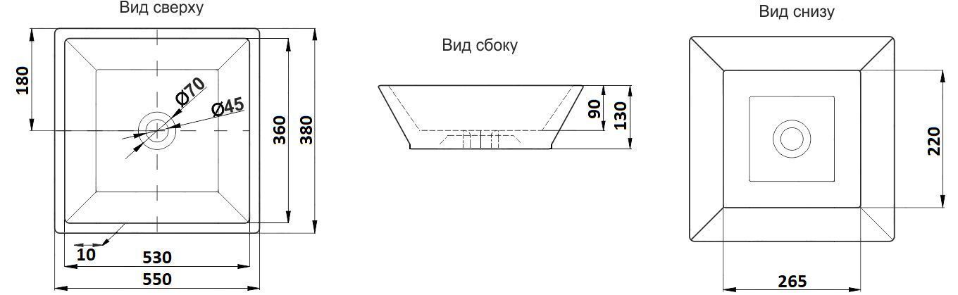 Раковина для ванной Ceramalux 55.5x37.5, 9212