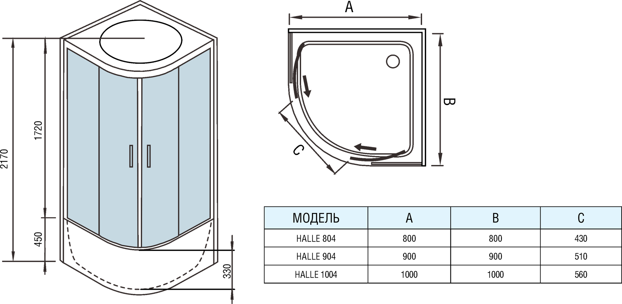 Душевая кабина WeltWasser WW500 HALLE 804