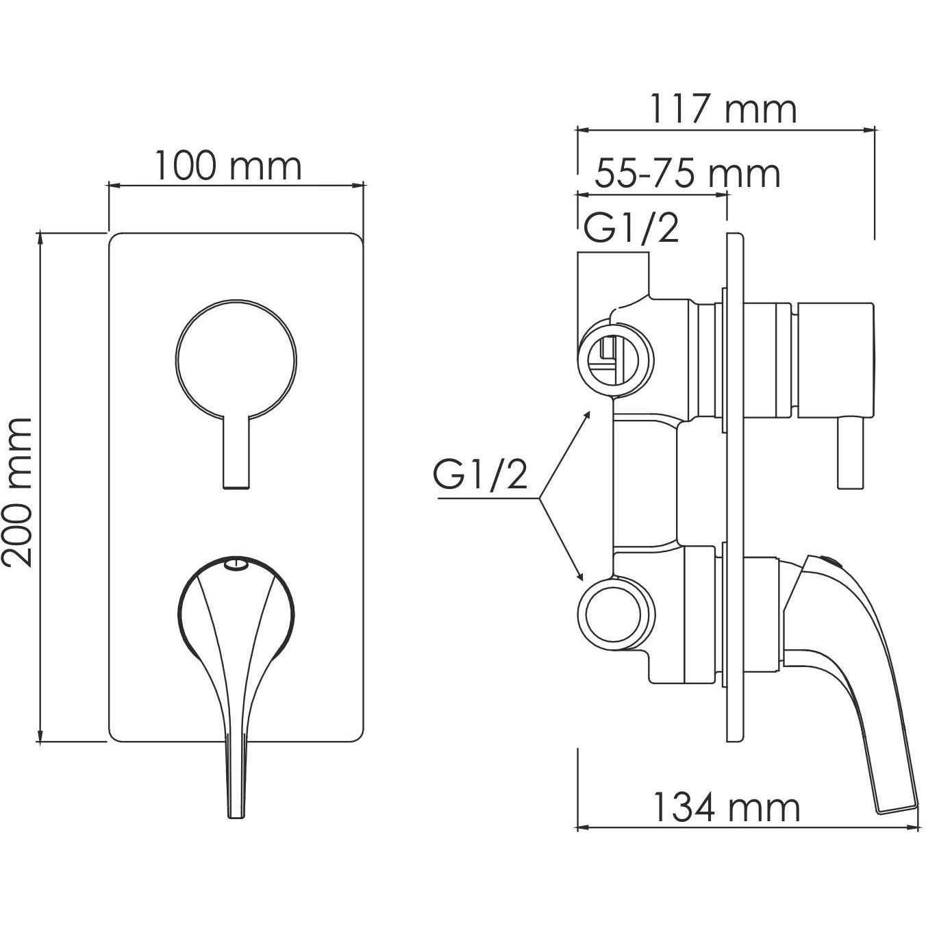 Смеситель для ванны и душа WasserKRAFT Sauer, 7171